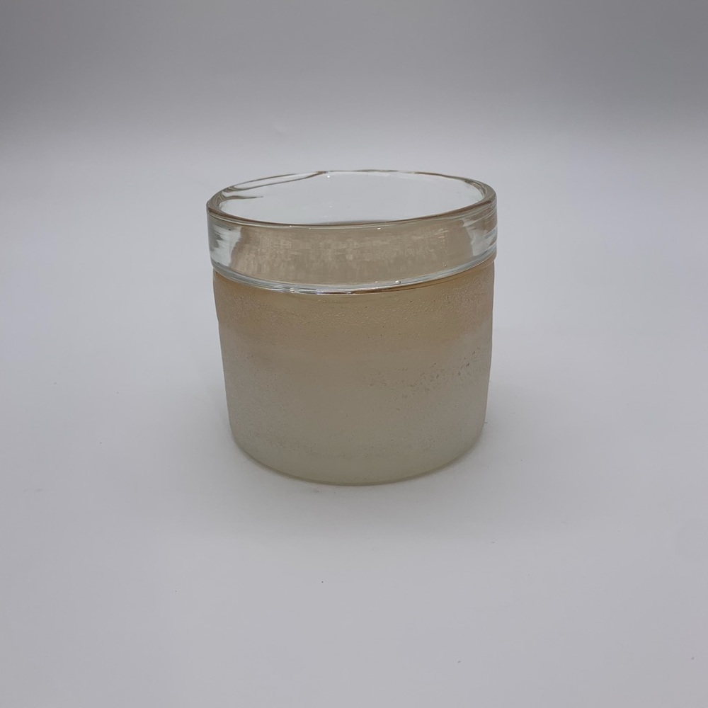 Hand Blown Art Glassware Votive Candle Holder Clear Peach Frosted
